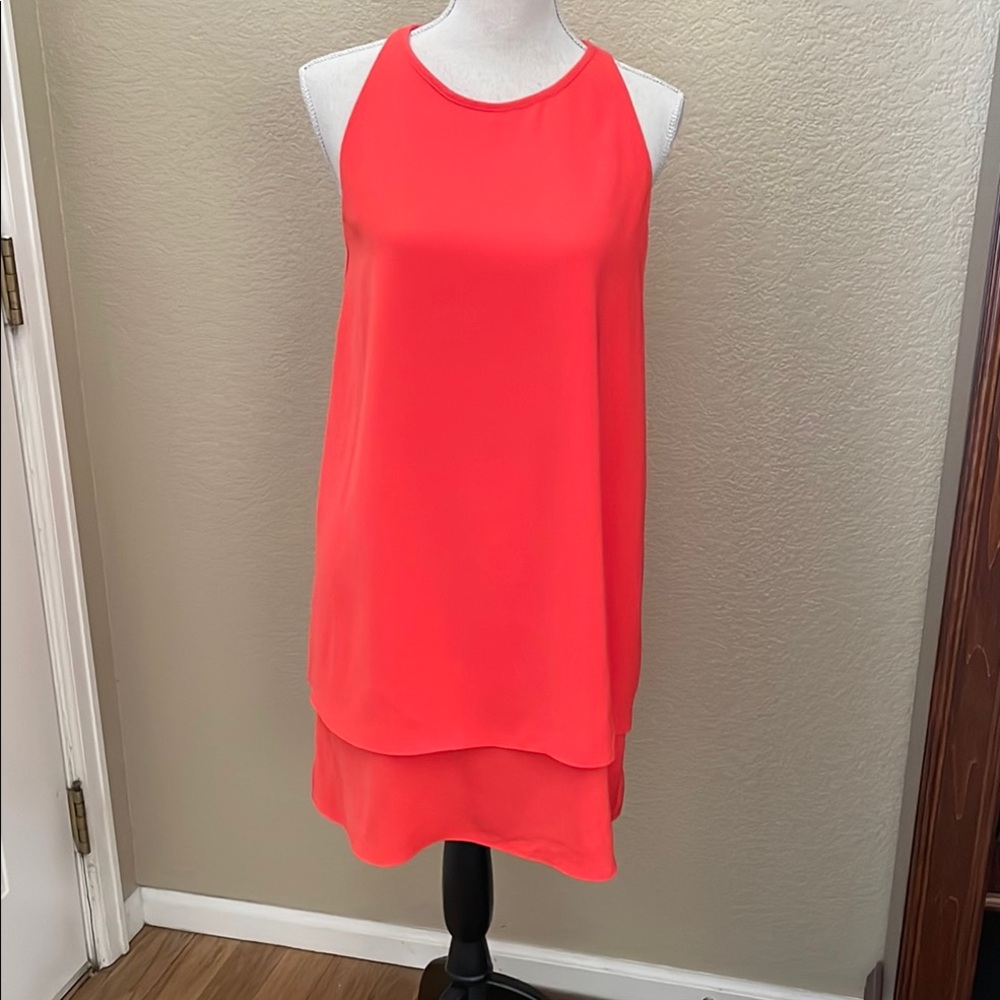 Elegant Coral Sleeveless Dress